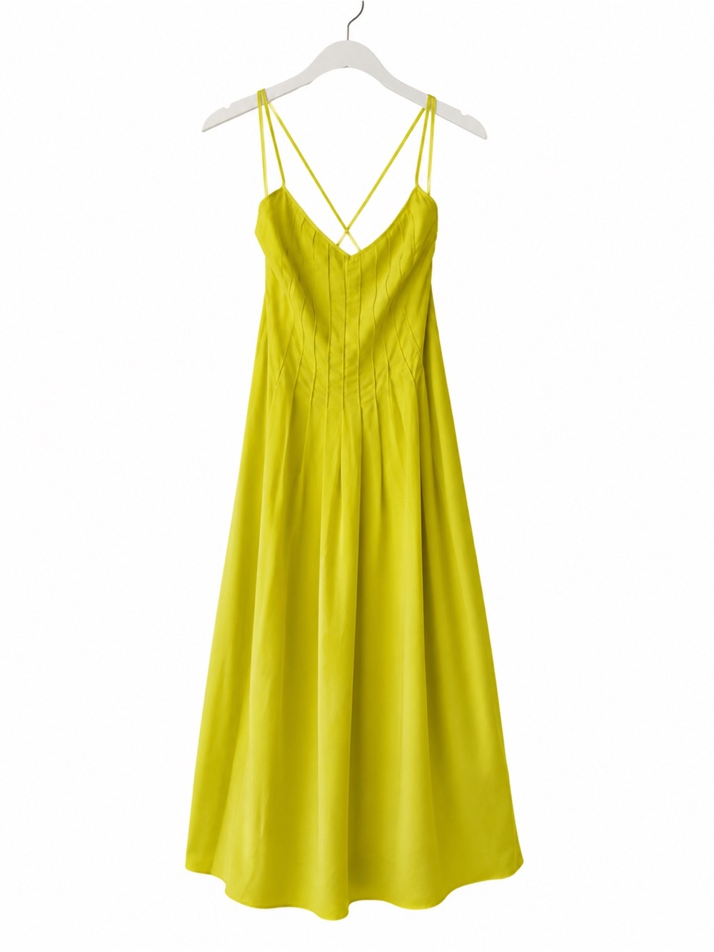 J. Crew Bright Lime Midi Dress with Double Spaghetti Straps